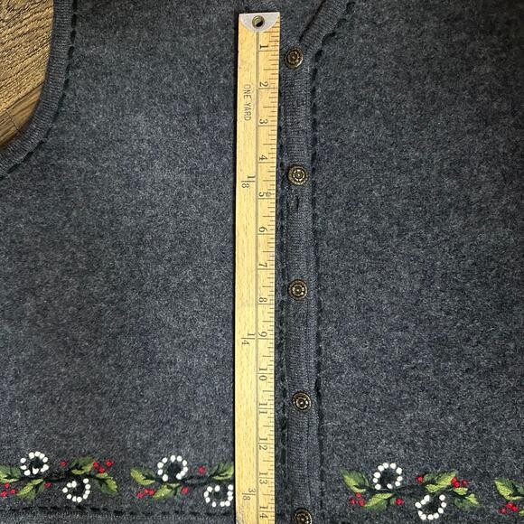 ALPS Gray Grey Wool Embroidered Floral Vest Metal Buttons XL - Picture 11 of 15